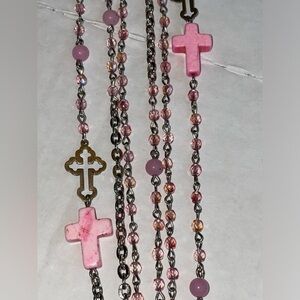 F.A.I.T.H. Jewelry Tickled Pink 3 Chain Layering Necklace 36” NEW! 🐝